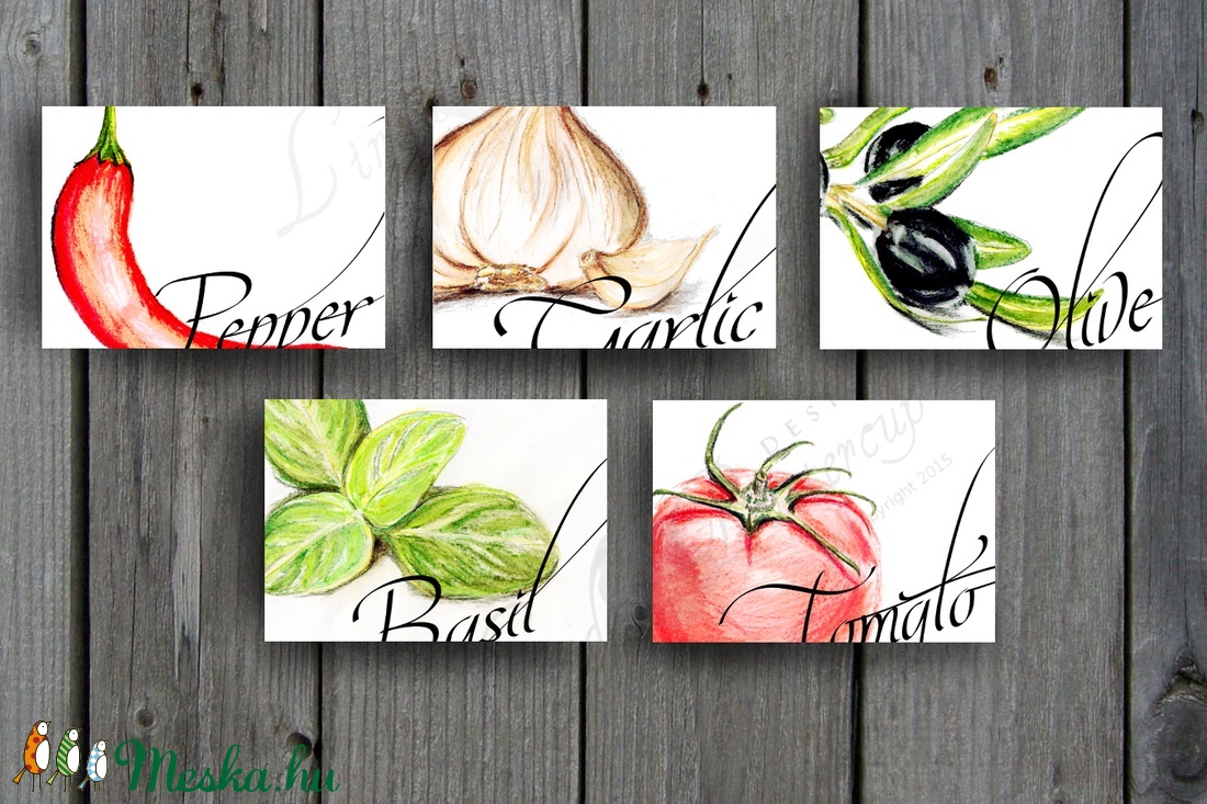 Konyhai falikép, konyha dekoráció, Olasz fűszer, Zöldség festmény, zöldségek, paradicsom, oliva, paprika, hagyma,kitchen -  - Meska.hu