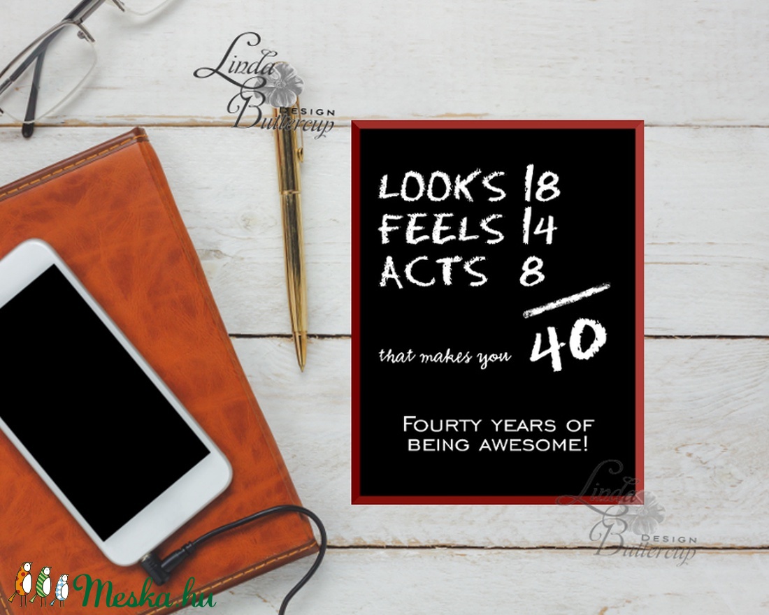 40. Szülinapi üdvözlőlap, Születésnap, 40, Vicces Születésnapi képeslap, Szülinap kártya, Apa, Apu, happy birthday - otthon & életmód - papír, írószer - Meska.hu