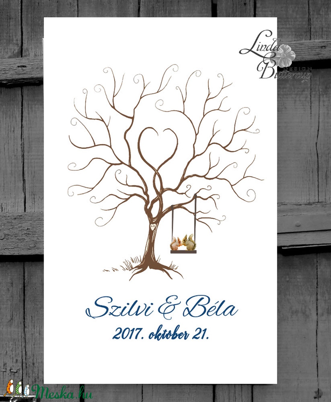 Esküvői ujjlenyomatfa, vászon kép Esküvői fa, vendégkönyv, Fa festmény, Esküvői dekor, emlkékkönyv, nászajándék -  - Meska.hu