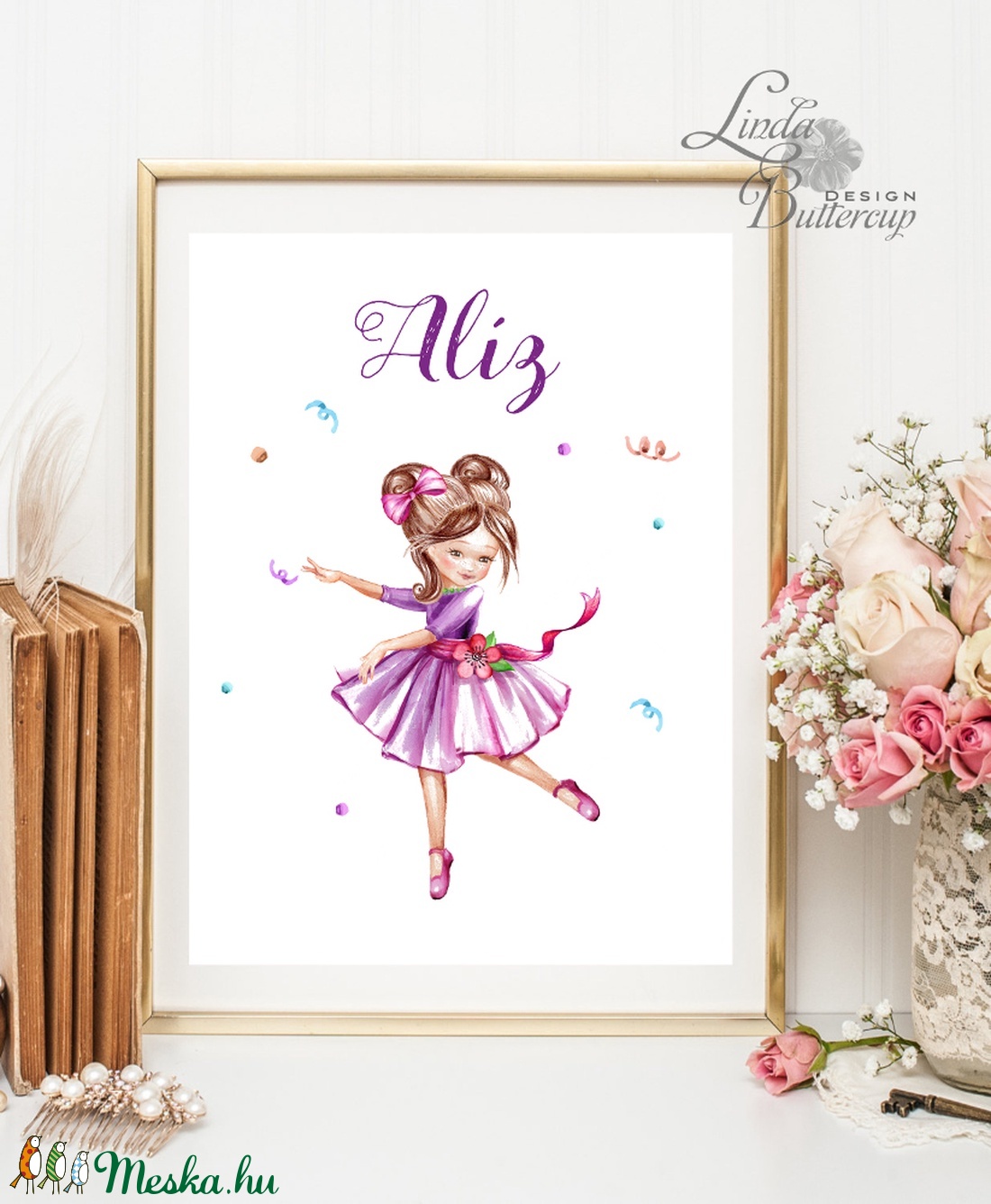 Gyerekszoba Kép, Kislány, Print, balerina, babaszoba dekoráció, dekor, falikép, névre szóló, szülinapi, név, személyes -  - Meska.hu