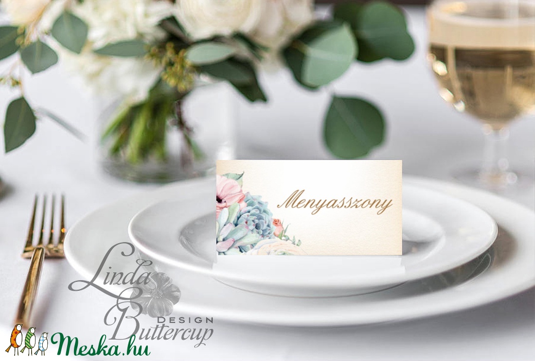 Esküvői ültető kártya, ültető, névkártya, név tábla, Esküvői dekor, dekoráció, virágos, elegáns, romantikus, vintage - esküvő - meghívó & kártya - ültetési rend - Meska.hu