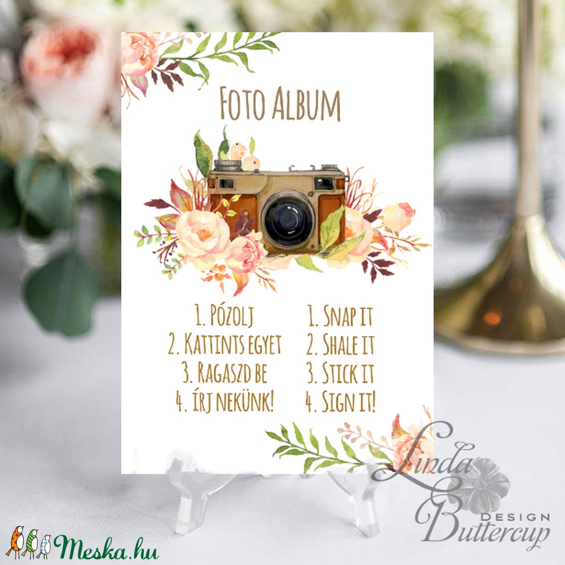 Polaroid fotó Esküvői Felirat A4, fénykép, fotó albumhoz, Esküvői kép, Esküvő Dekor, Esküvői felirat, virágos - esküvő - dekoráció - helyszíni dekor - Meska.hu