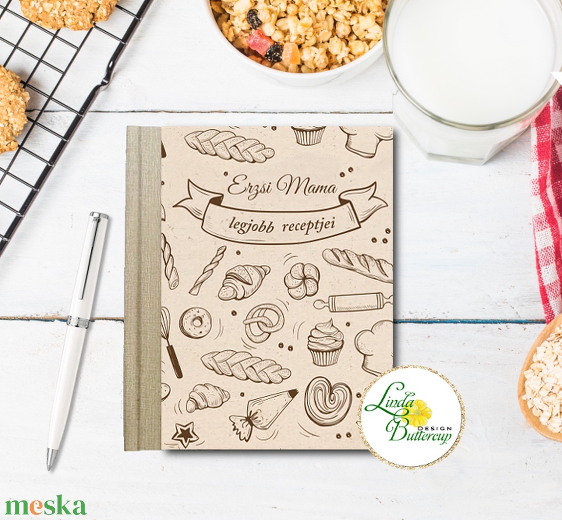 Karácsonyi ajándék, emlékkönyv, napló, recept könyv, mama receptjei, könyv, füzet, receptek, családi album, szülinapi - otthon & életmód - papír, írószer - jegyzetfüzet & napló - Meska.hu