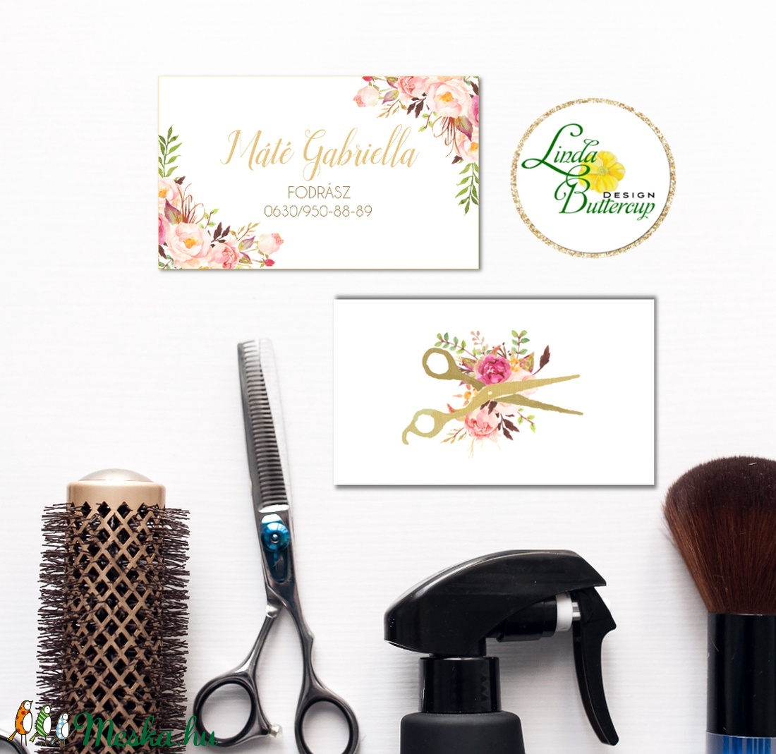 Névjegykártya, Egyedi Tervezés, fodrász, körmös, Névjegy, design, szerkesztés, virágos, olló, szépségipar, kozmetikus - otthon & életmód - papír, írószer - naptár & tervező - Meska.hu