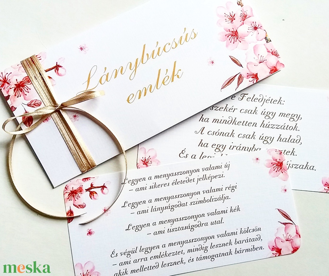 Cseresznyafa virág, lánybúcsú ajándék, Pénzátadó boríték, Nászajándék, Gratulálunk képeslap, Esküvői Gratuláció - esküvő - lánybúcsú - Meska.hu