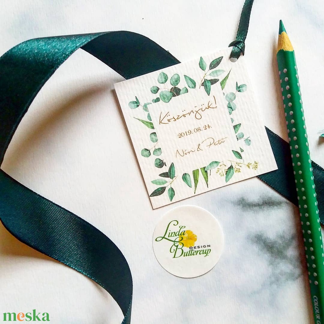 Köszönetkártya,  ajándékkísérő, greenery - esküvő - emlék & ajándék - köszönőajándék - Meska.hu