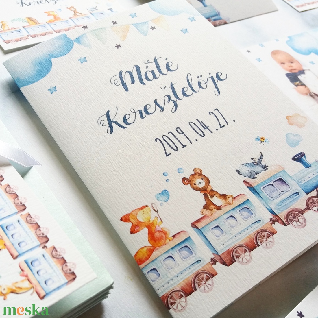 Szülinapi meghívó, Keresztelő meghívó, fényképes, fotó, maci, Babaváró, Keresztelő, kisfiú, baba, baby, újszülött - otthon & életmód - papír, írószer - Meska.hu