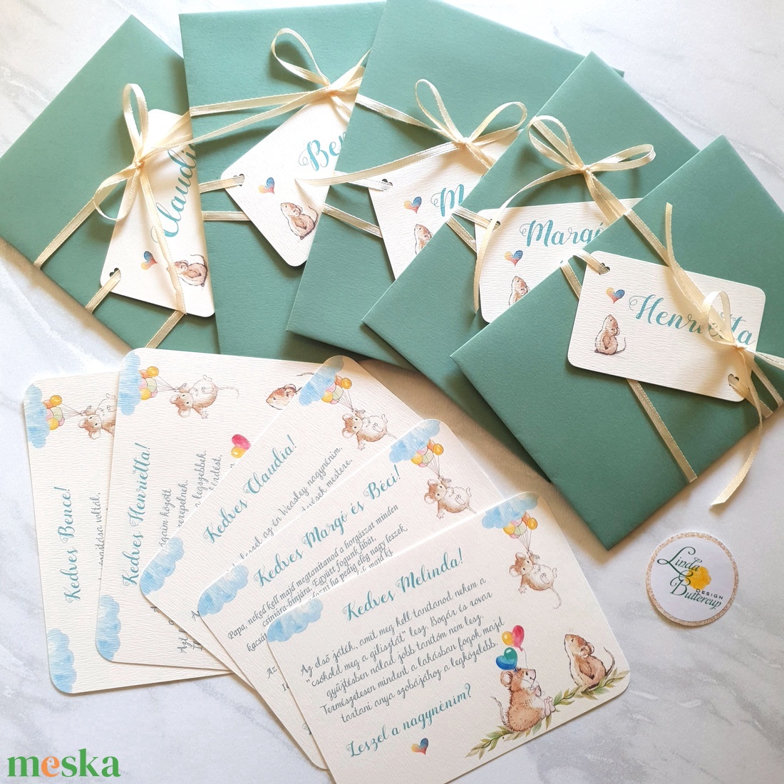 Baba bejelntő, Keresztszülő felkérő lap, képeslap, Egér - otthon & életmód - papír, írószer - Meska.hu