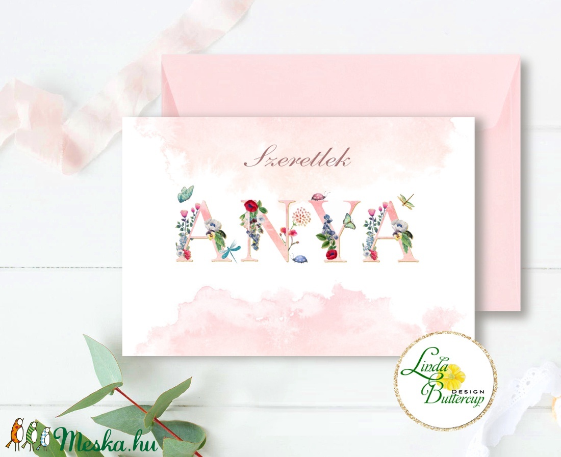 Anyák napi Képeslap, Kísérőkártyával együtt, Anyának, Anya lap, Anyák napja, virágos üdvözlőlap, Anyáknapi ajándék, AL20 - otthon & életmód - papír, írószer - ajándékozás kellékei - képeslap, üdvözlőlap - Meska.hu