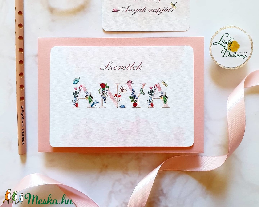Anyák napi Képeslap, Kísérőkártyával együtt, Anyának, Anya lap, Anyák napja, virágos üdvözlőlap, Anyáknapi ajándék, AL20 - otthon & életmód - papír, írószer - ajándékozás kellékei - képeslap, üdvözlőlap - Meska.hu