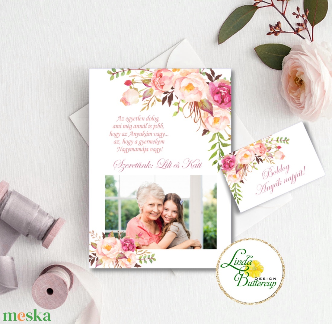 Anyák napi Képeslap, Saját Fotóval és egyedi szöveggel,Kísérőkártyával együtt, Anyának, Anya lap, Anyáknapi ajándék - otthon & életmód - papír, írószer - Meska.hu