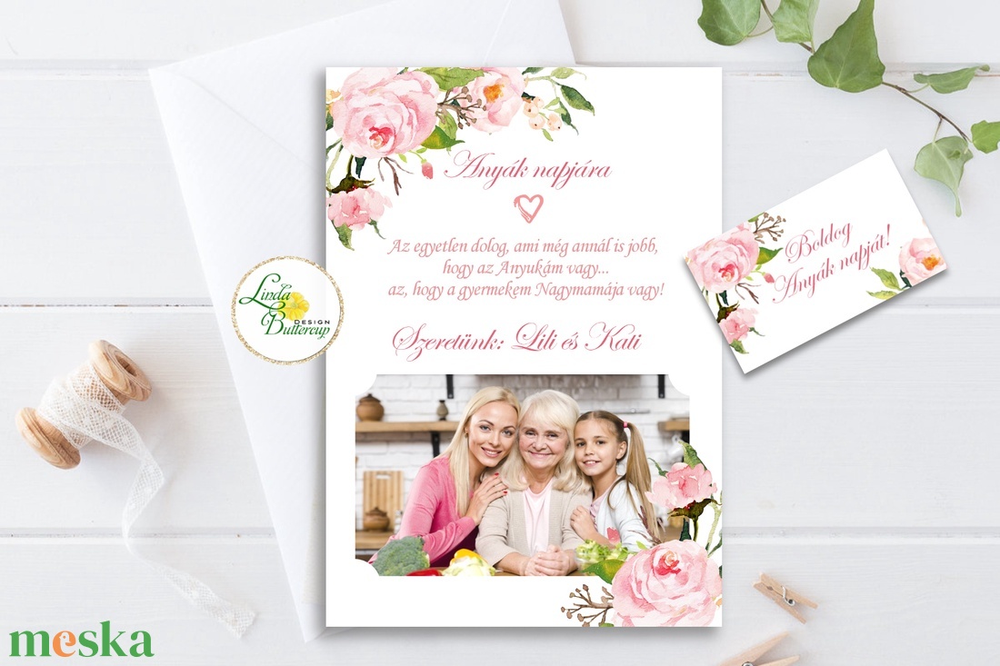 Anyák napi Képeslap, Saját Fotóval és egyedi szöveggel,Kísérőkártyával együtt, Anyának, Anya lap, Anyáknapi ajándék - otthon & életmód - papír, írószer - Meska.hu