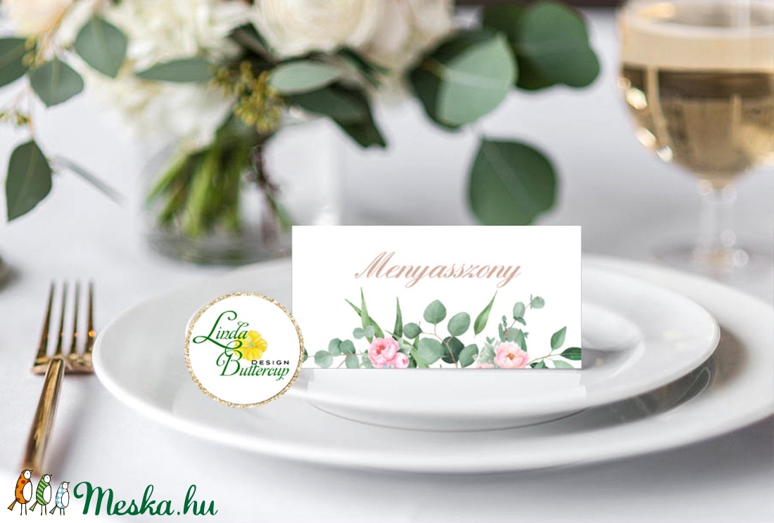 Esküvői ültető kártya, ültető, névkártya, név tábla, Esküvői dekor, dekoráció, virágos, elegáns, romantikus, vintage - esküvő - meghívó & kártya - ültetési rend - Meska.hu