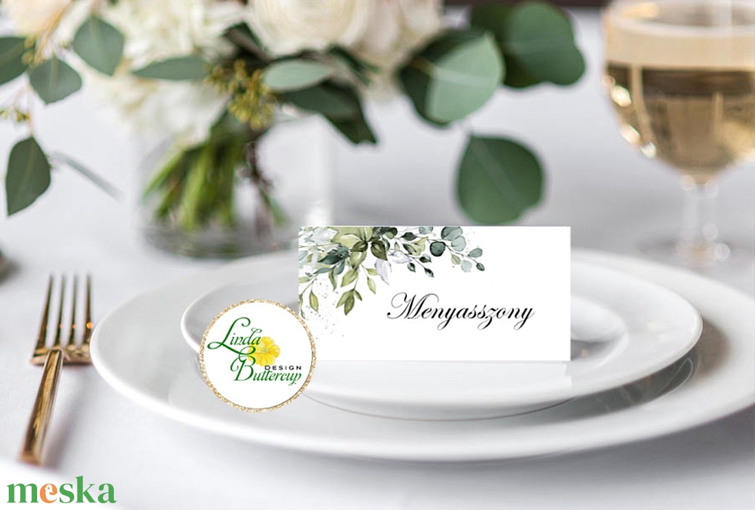 Greenery, bokros leveles, ültető, névtábla, vendég kártya + SZERKESZTÉSI DÍJ-at is tedd kosárba a leírásból - esküvő - meghívó & kártya - ültetési rend - Meska.hu
