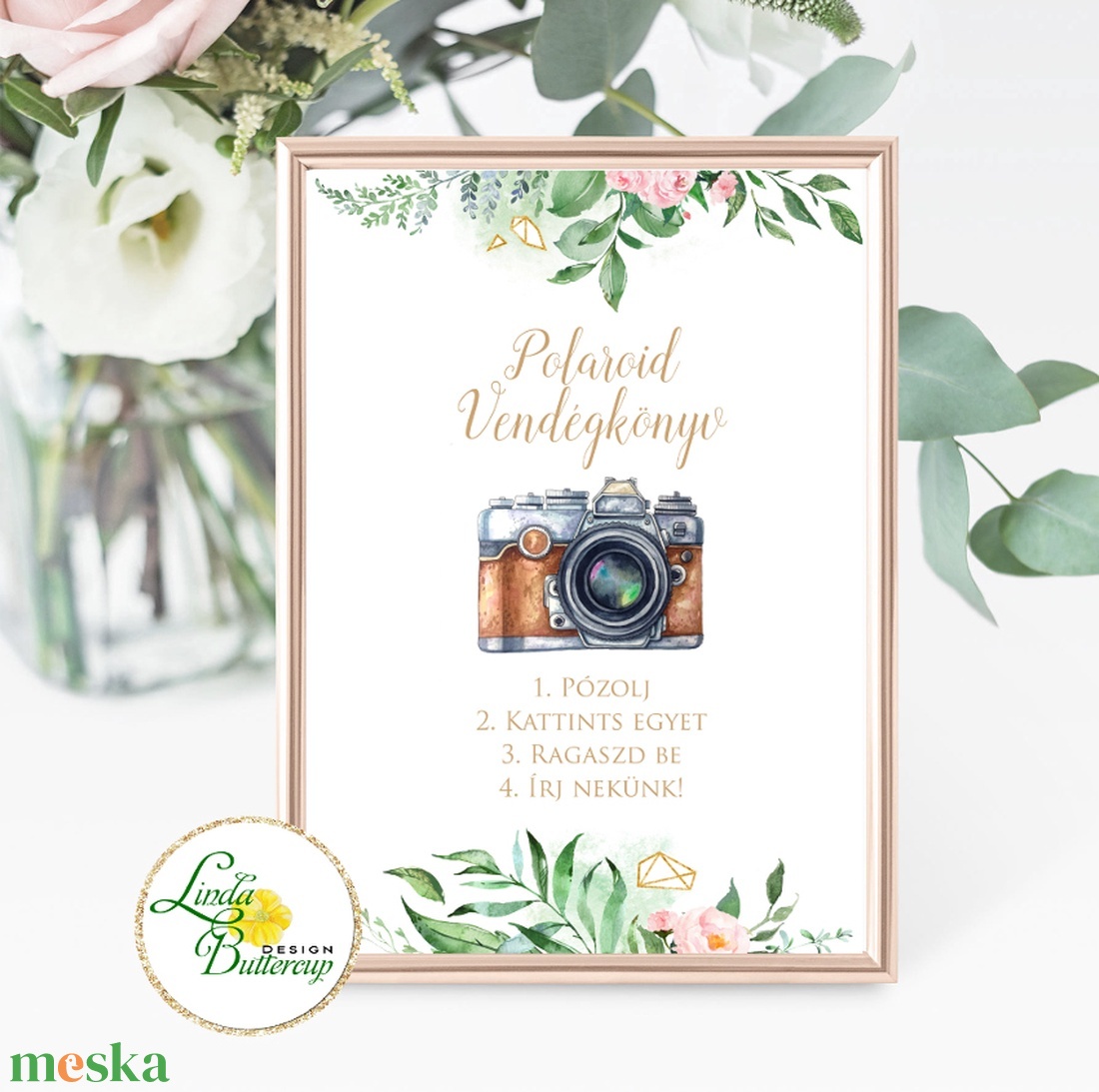 Fotó albumhoz Esküvői felirat, A4, Polaroid fotó Instrukció, selfi gép kellék - esküvő - dekoráció - tábla & jelzés - Meska.hu