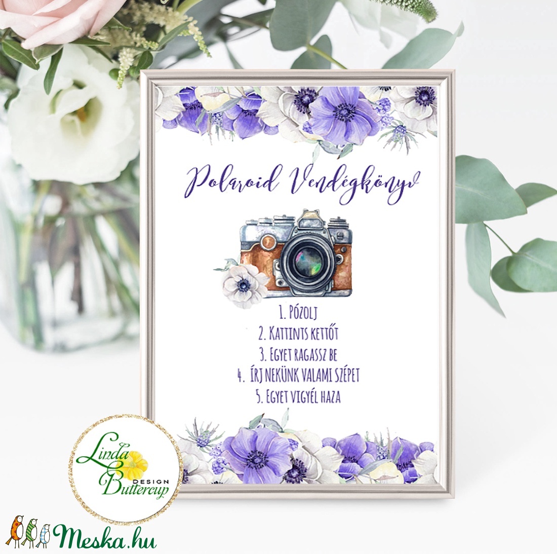Fotó albumhoz Esküvői felirat, A4, Polaroid fotó Instrukció, selfi gép kellék - esküvő - dekoráció - tábla & jelzés - Meska.hu