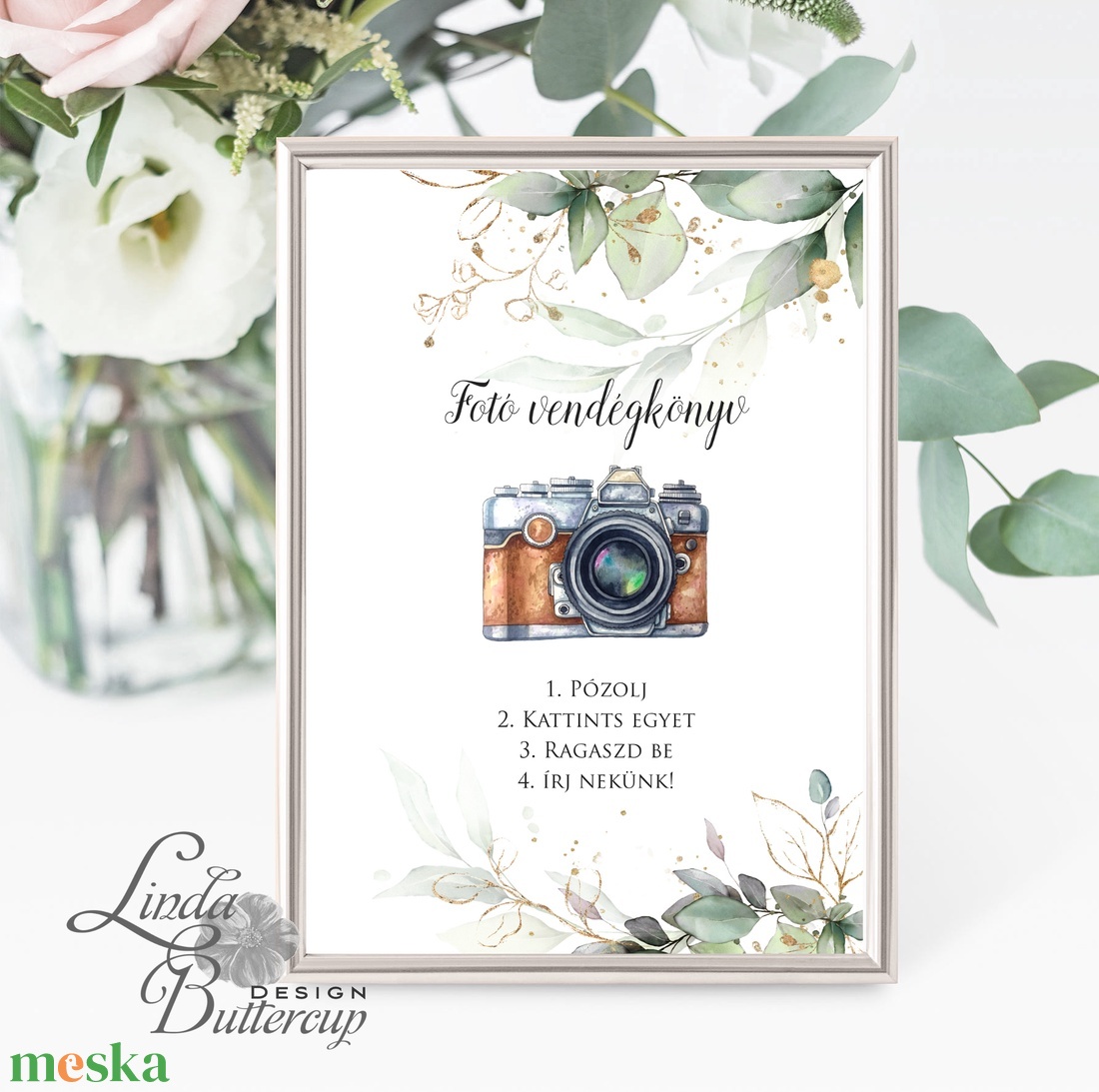 Fotó albumhoz Esküvői felirat, A4, Polaroid fotó Instrukció, selfi gép kellék - esküvő - dekoráció - tábla & jelzés - Meska.hu
