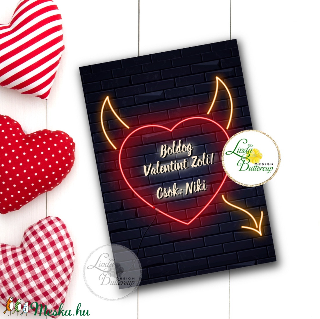 Névre szóló, Valentin napi Képeslap, szeretlek, valentin napra, évfordulóra - otthon & életmód - papír, írószer - ajándékozás kellékei - képeslap, üdvözlőlap - Meska.hu