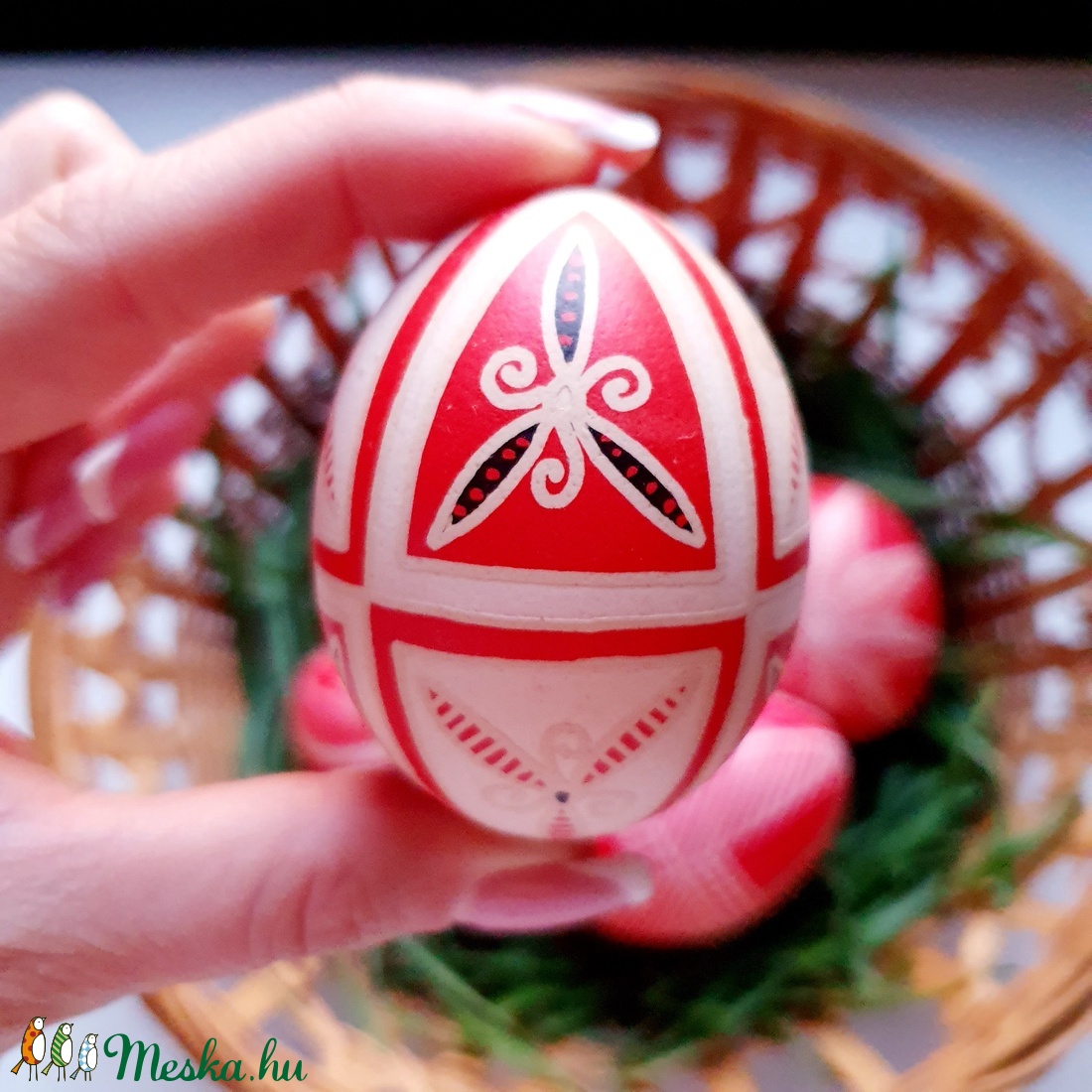 Eredeti hímes tojás, Maratott, Hagyományos mintás, kézzel díszített, írott, viaszolt, hímestojás, Húsvéti dekoráció  - otthon & életmód - dekoráció - asztal és polc dekoráció - asztaldísz - Meska.hu