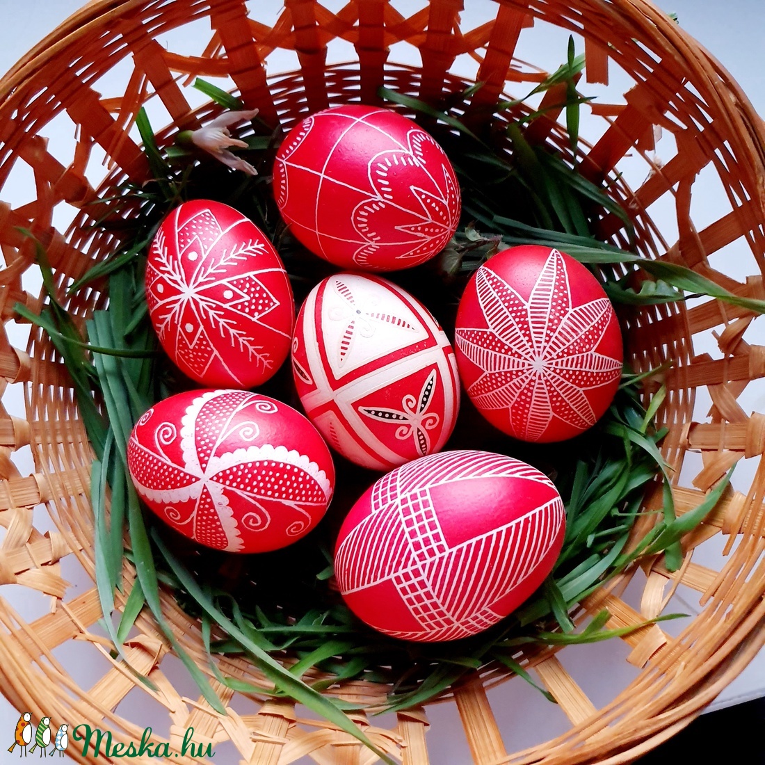 Eredeti hímes tojás, Maratott, Hagyományos mintás, kézzel díszített, írott, viaszolt, hímestojás, Húsvéti dekoráció  - otthon & életmód - dekoráció - asztal és polc dekoráció - asztaldísz - Meska.hu