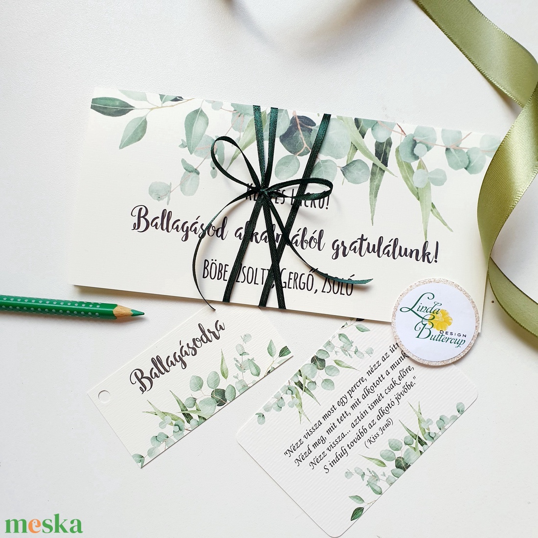 Pénzátadó boríték, Ballagásra, Greenery, Nászajándék, Gratulálunk képeslap - esküvő - emlék & ajándék - nászajándék - esküvői pénzátadó boríték, kártya - Meska.hu