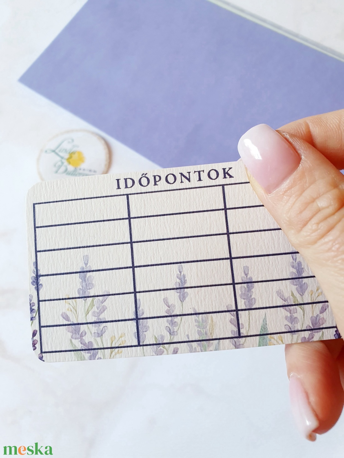 Levendulás Névjegykártya, EGY OLDALAS, kozmetikus, fodrász, körmös,  - otthon & életmód - papír, írószer - névjegykártya - Meska.hu