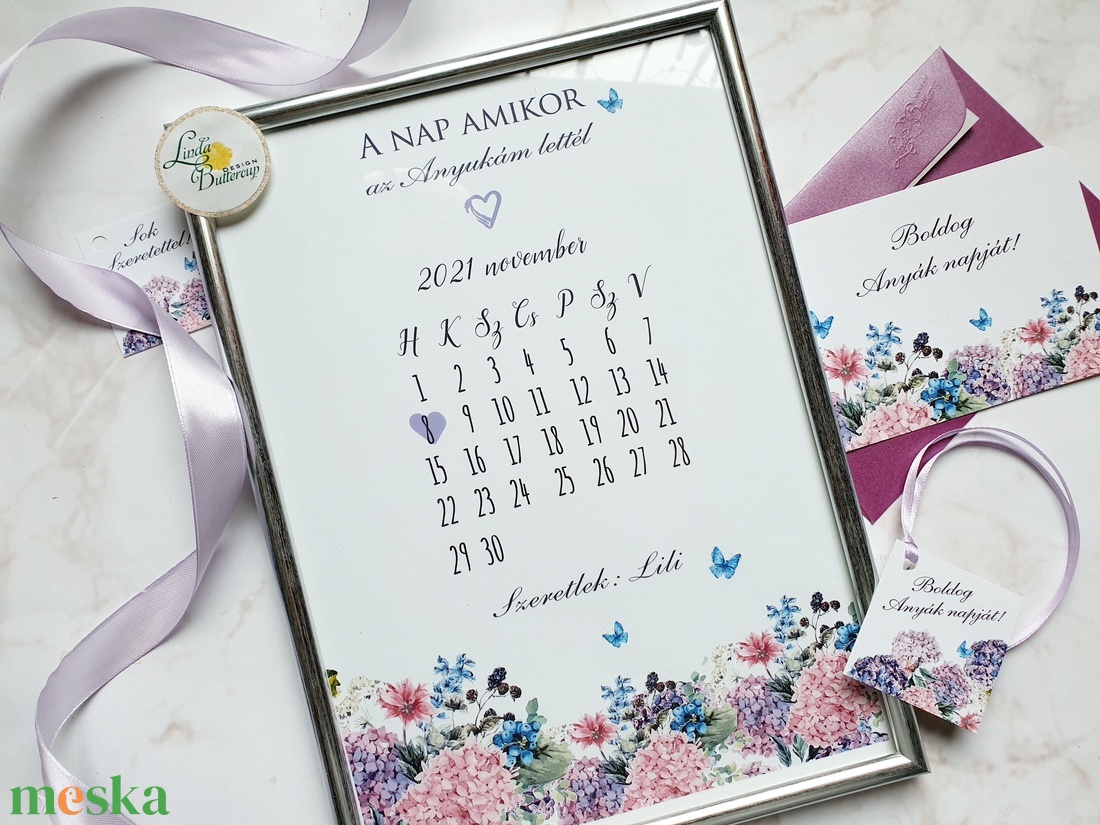 Anyák napi ajándék csomag, Képkerettel, képeslappal, ajándékkísérővel és masnival - otthon & életmód - dekoráció - fali és függő dekoráció - falinaptár & öröknaptár - Meska.hu