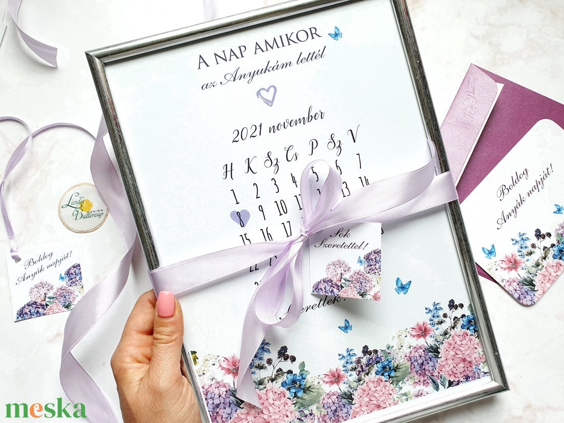 Anyák napi ajándék csomag, Képkerettel, képeslappal, ajándékkísérővel és masnival - otthon & életmód - dekoráció - fali és függő dekoráció - falinaptár & öröknaptár - Meska.hu