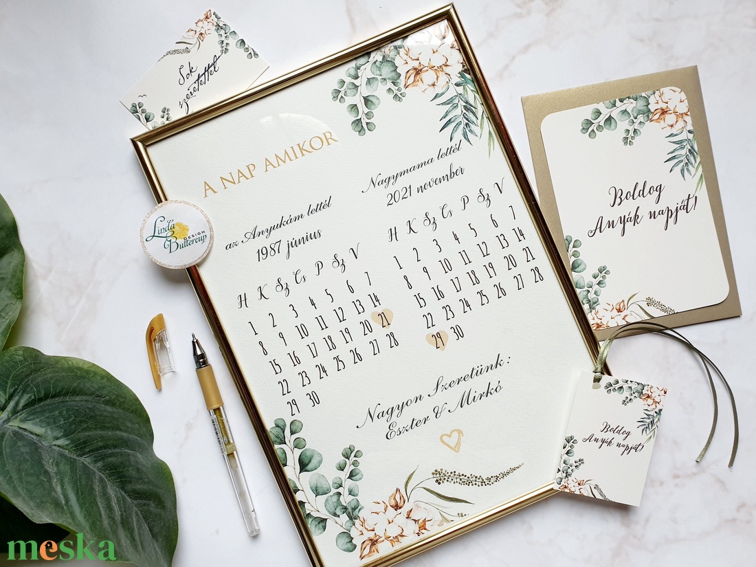 Anyák napi ajándék csomag, Képkerettel, képeslappal, ajándékkísérővel és masnival - otthon & életmód - dekoráció - fali és függő dekoráció - falinaptár & öröknaptár - Meska.hu