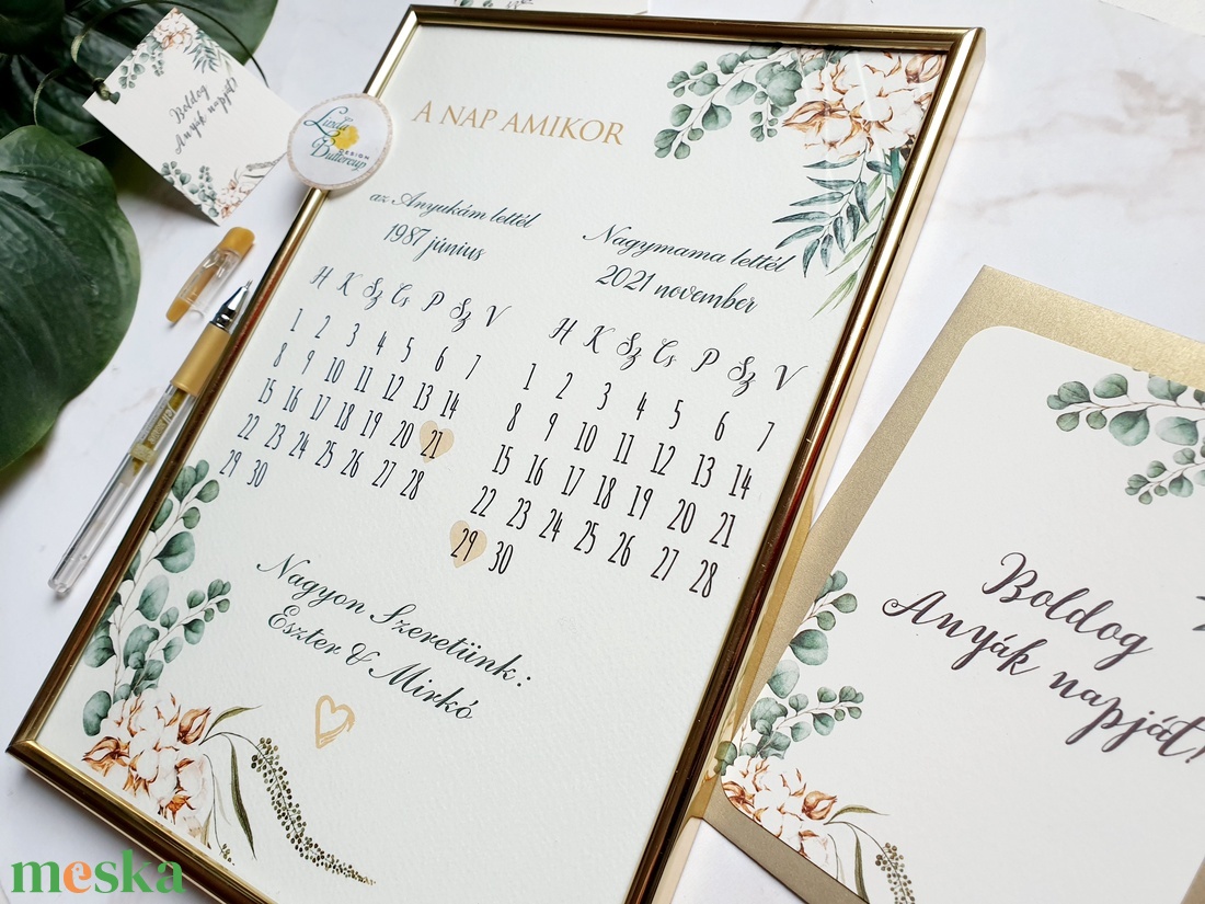 Anyák napi ajándék csomag, Képkerettel, képeslappal, ajándékkísérővel és masnival - otthon & életmód - dekoráció - fali és függő dekoráció - falinaptár & öröknaptár - Meska.hu