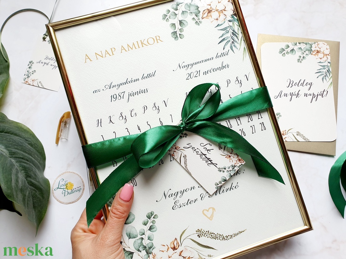 Anyák napi ajándék csomag, Képkerettel, képeslappal, ajándékkísérővel és masnival - otthon & életmód - dekoráció - fali és függő dekoráció - falinaptár & öröknaptár - Meska.hu