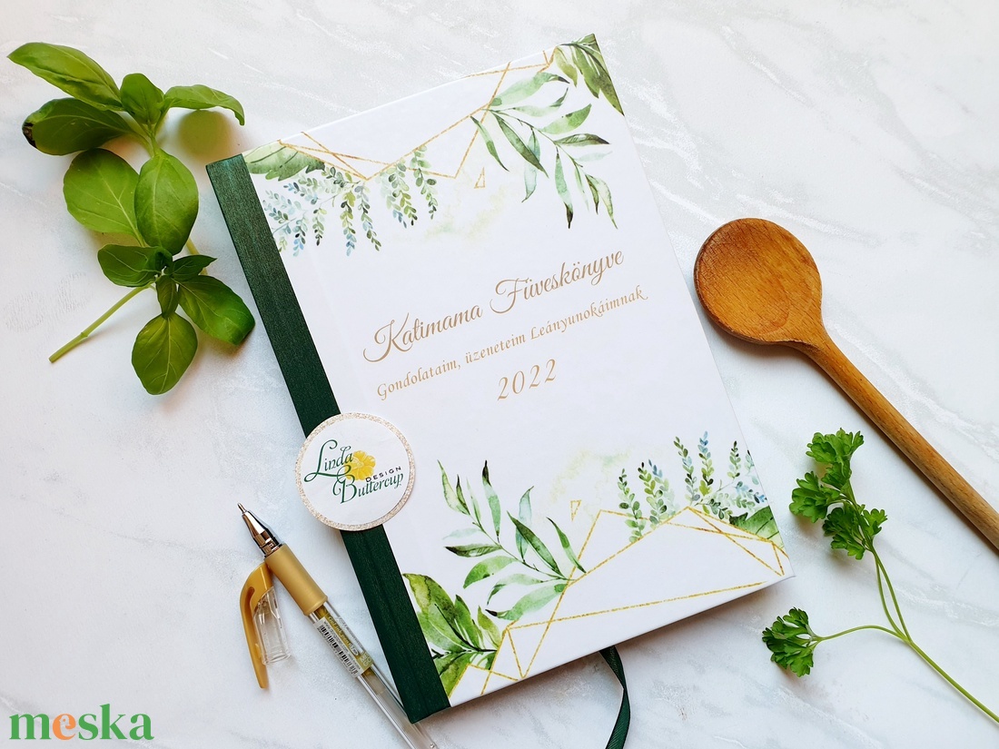 Greenery, Receptkönyv, mama receptjei, recept gyűjtemény, könyv, füzet, receptek, nagymama ajándék, szakácskönyv - otthon & életmód - konyhafelszerelés, tálalás - sütés, főzés - receptfüzet - Meska.hu