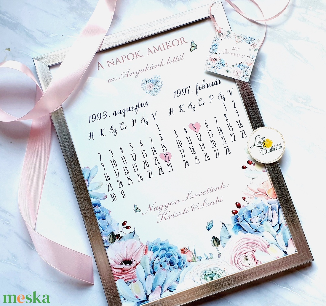 Anyák napi ajándék csomag, Képkerettel, képeslappal, ajándékkísérővel és masnival - otthon & életmód - dekoráció - fali és függő dekoráció - falinaptár & öröknaptár - Meska.hu