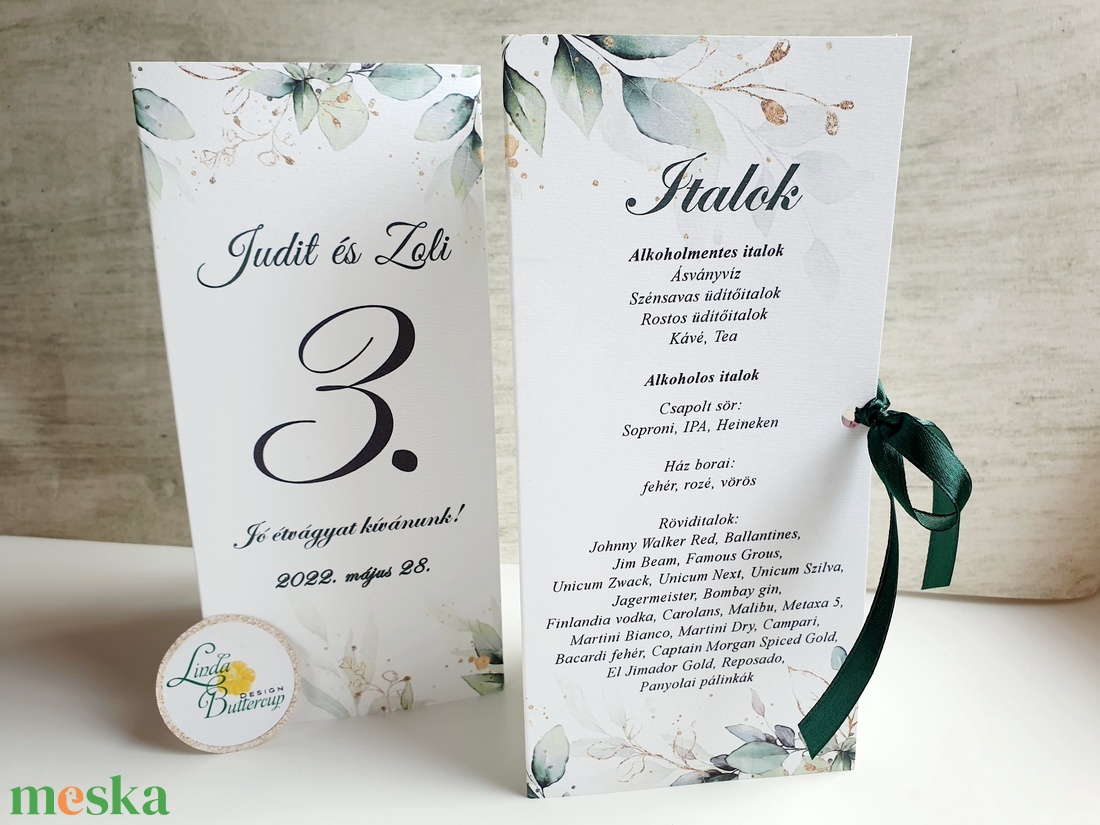 Greenery, Leveles, menü, vacsora, itallap + SZERKESZTÉSI DÍJ A LEÍRÁSBAN - esküvő - meghívó & kártya - menü - Meska.hu Greenery, Leveles, menü, vacsora, itallap + SZERKESZTÉSI DÍJ A LEÍRÁSBAN - esküvő - meghívó & kártya - menü - Meska.hu