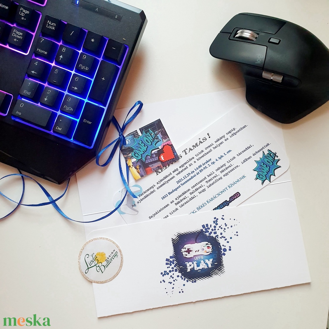 Gamer, játék, Pénzátadó boríték, Szülinapra - esküvő - emlék & ajándék - nászajándék - esküvői pénzátadó boríték, kártya - Meska.hu