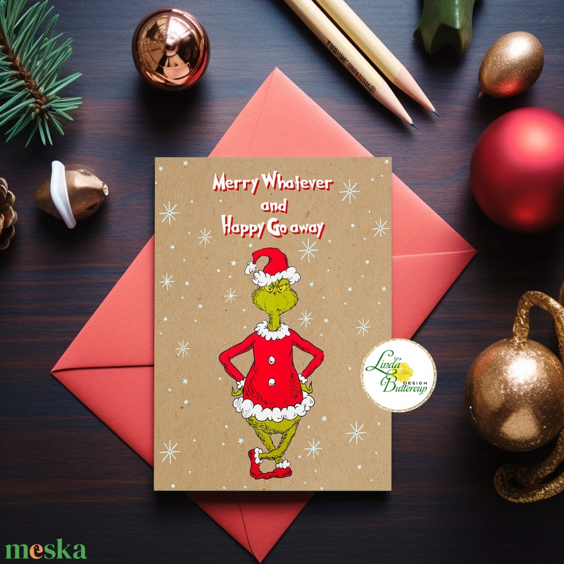 Grinch Képeslap, Grincs ajándék, vicces üdvözlőlap, karácsonyi képeslap, adventi lap, Grincs idézet - karácsony - karácsonyi ajándékozás - karácsonyi képeslap, üdvözlőlap, ajándékkísérő - Meska.hu