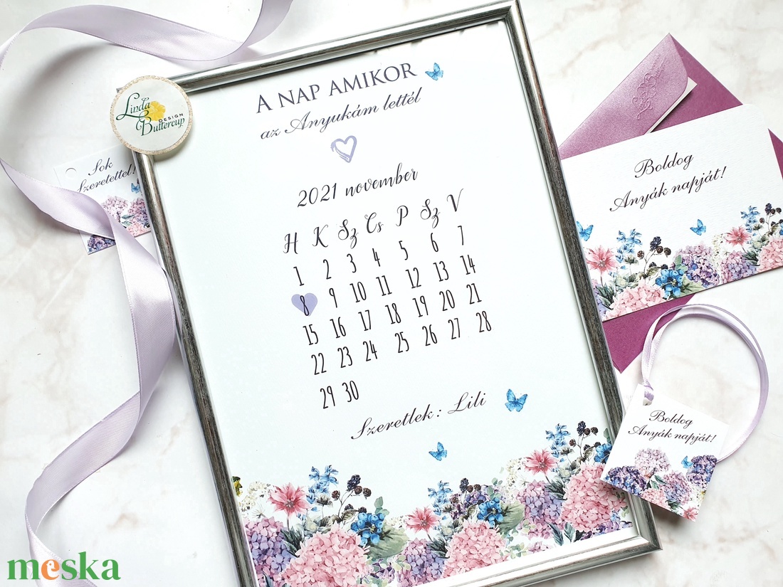 Anyák napi ajándék csomag, Képkerettel, képeslappal, ajándékkísérővel és masnival - otthon & életmód - dekoráció - fali és függő dekoráció - falinaptár & öröknaptár - Meska.hu
