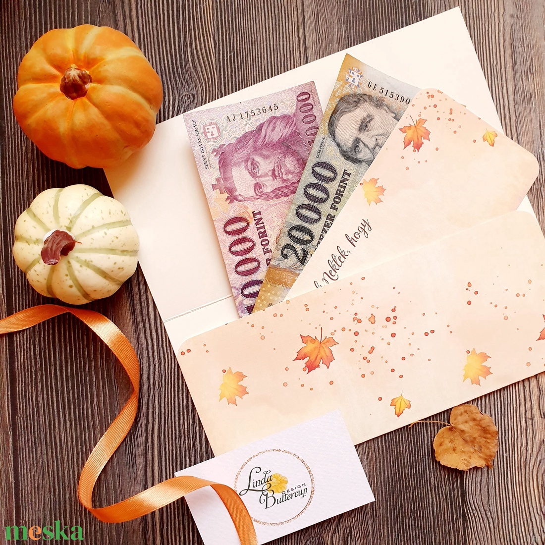 Őszi esküvő, októberi, nászajándék, Pénzátadó boríték, Nászajándék, Gratulálunk képeslap, halloween tök, bordó rózsás - esküvő - emlék & ajándék - nászajándék - esküvői pénzátadó boríték, kártya - Meska.hu
