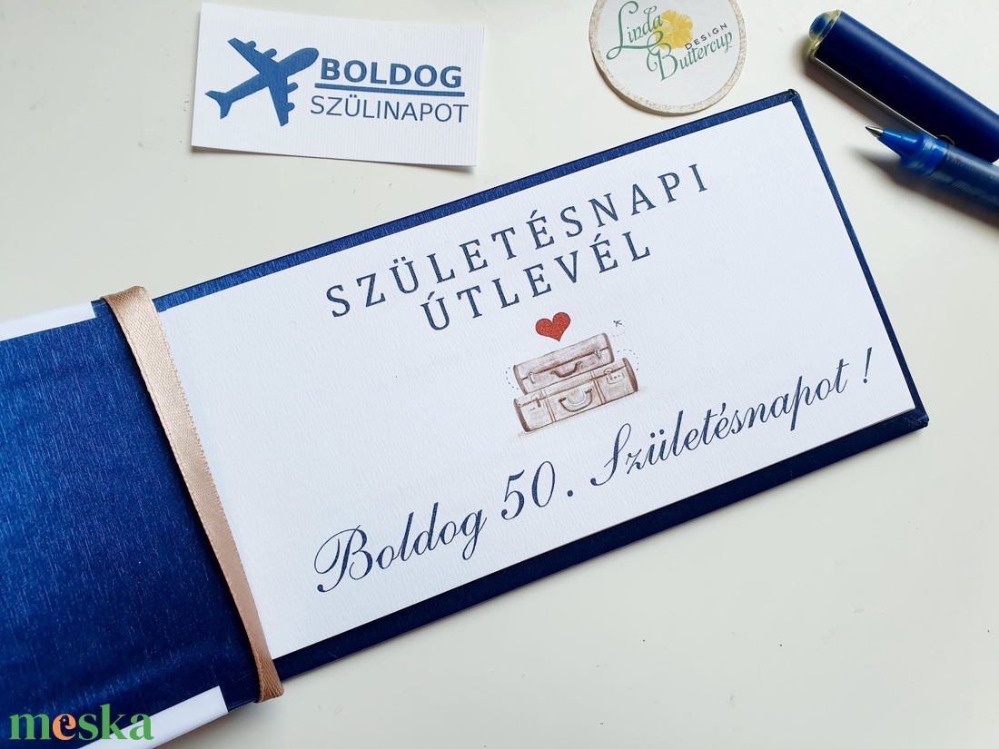  50 éves, EGYEDI Szülinapi Útlevél, Beszállókártya, Repülőjegy, utazás ajándékba, vicces ajándék, kiskönyv, örök emlék,  - könyv & zene - könyv - Meska.hu
