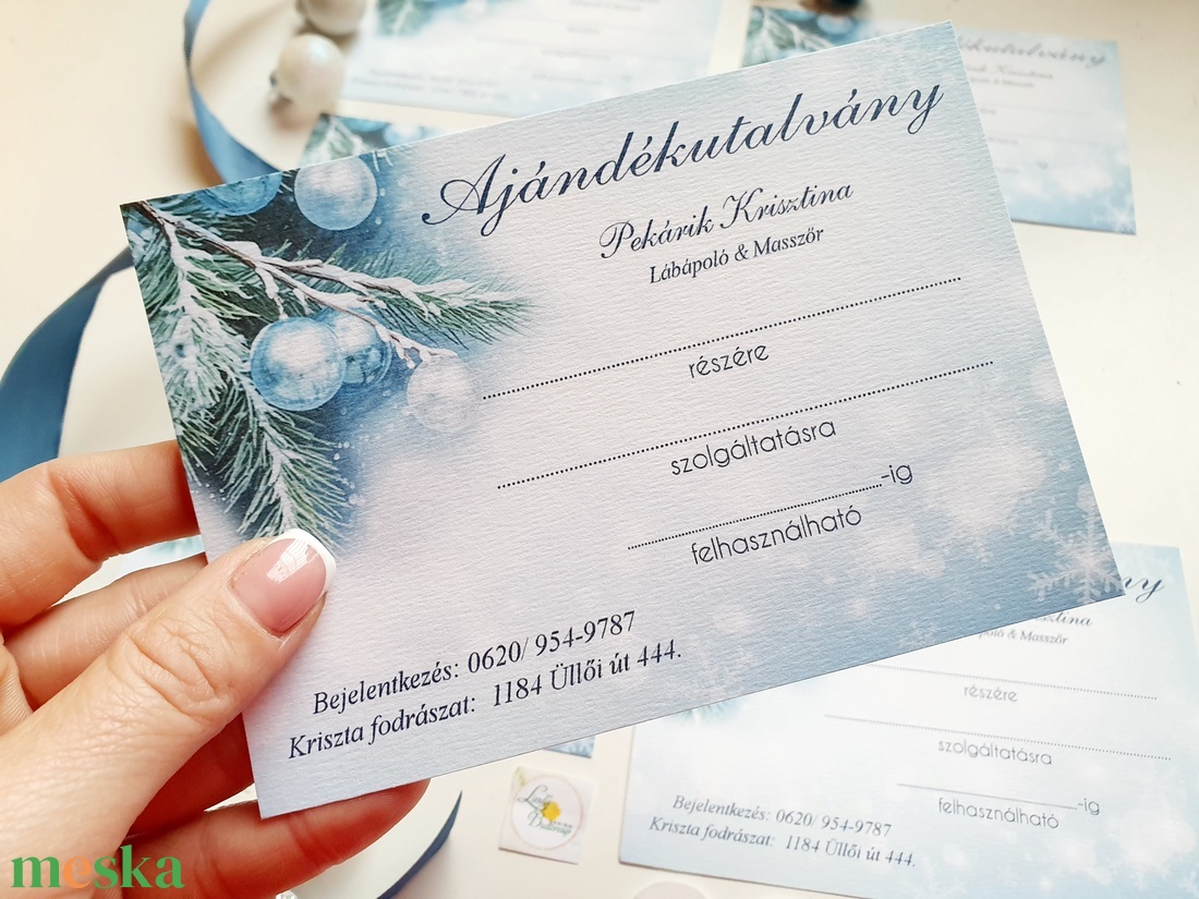 Karácsonyi Ajándékutalvány,  Kozmetikus, Fodrász, Masszőr - Boríték Nélkül- SZERKESZTÉSI DÍJAT is vedd meg a a leírásból - karácsony - karácsonyi ajándékozás - karácsonyi képeslap, üdvözlőlap, ajándékkísérő - Meska.hu