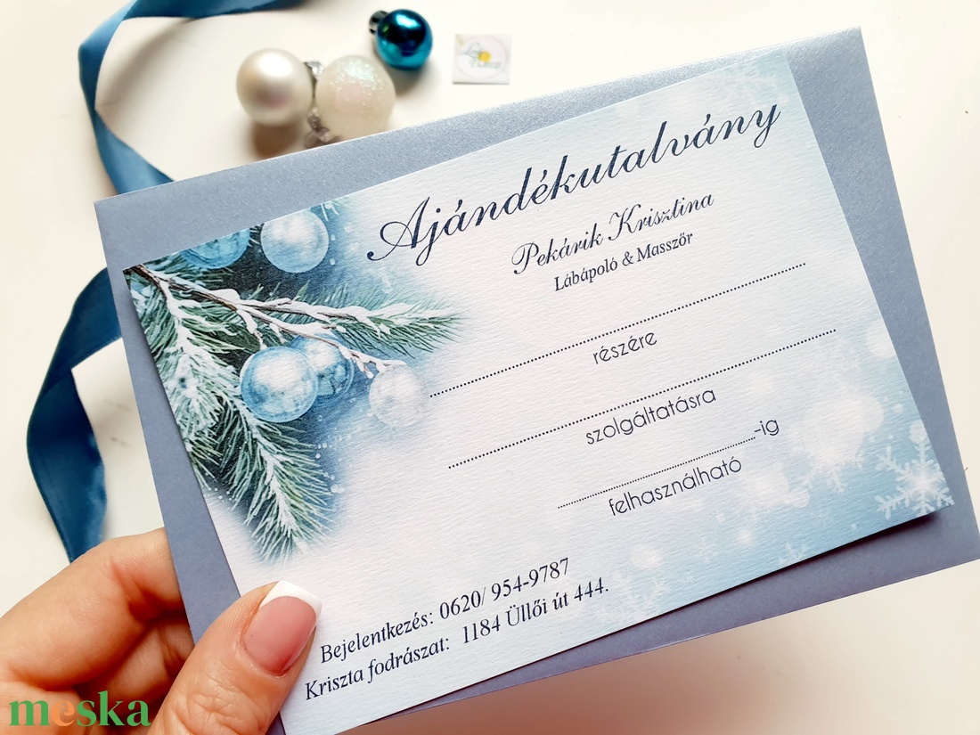 Karácsonyi Ajándékutalvány,  Kozmetikus, Fodrász, Masszőr - Boríték Nélkül- SZERKESZTÉSI DÍJAT is vedd meg a a leírásból - karácsony - karácsonyi ajándékozás - karácsonyi képeslap, üdvözlőlap, ajándékkísérő - Meska.hu