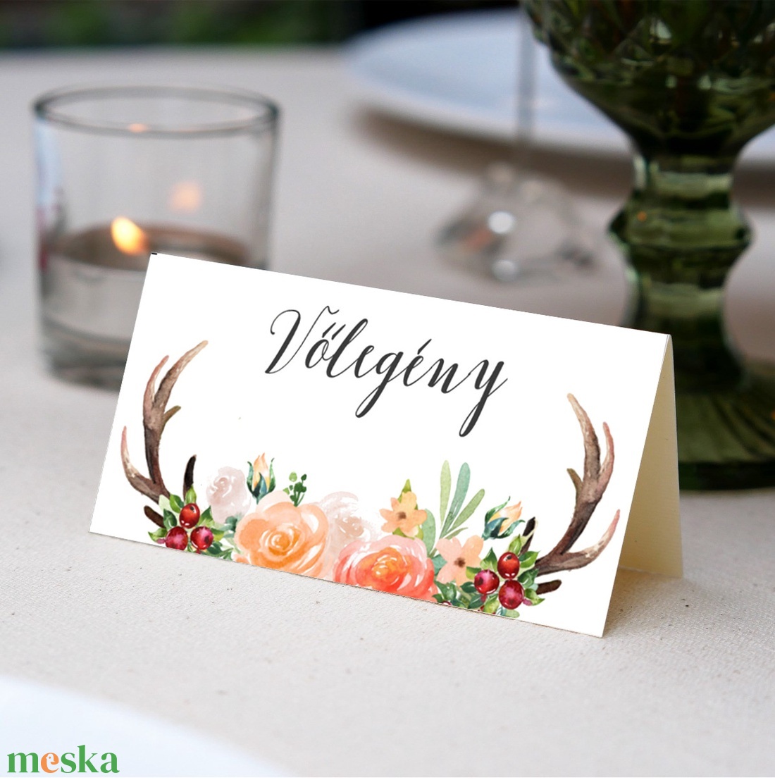 Agancsos, Őszi esküvőre, ültető kártya, névtábla, ültető, bordó, narancs, október, rózsa + SZERKESZTÉSI DÍJ a leírásban - esküvő - meghívó & kártya - ültetési rend - Meska.hu