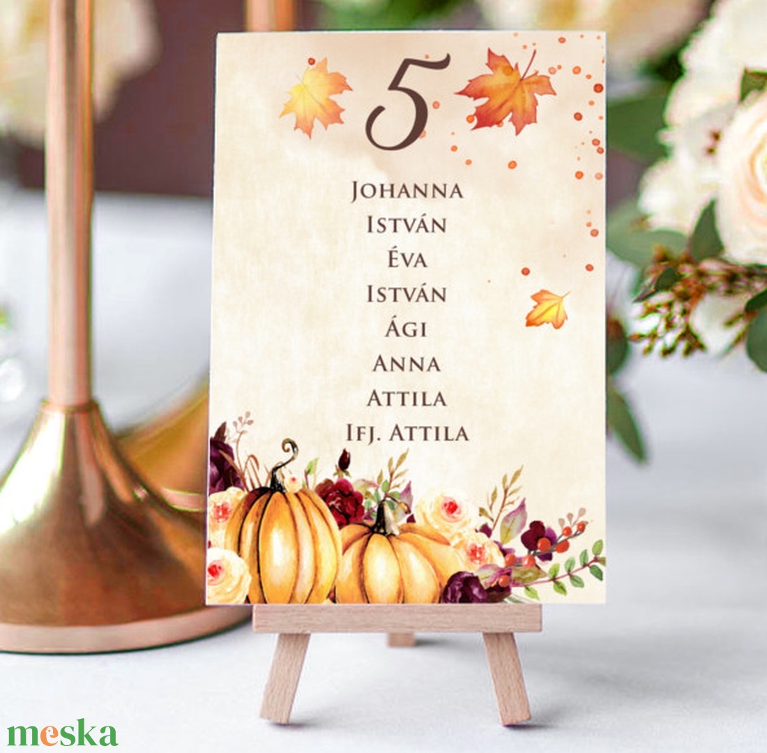 Bordó rózsás, tökös, Őszi esküvőre, Ültetésirend kártya, Ültetési rend + SZERKESZTÉSI DÍJ-at is tedd kosárba leírásból - esküvő - dekoráció - tábla & jelzés - Meska.hu