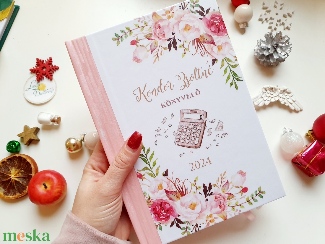 Rózsaszín, rózsás, könyvelőnek, Naptár, határidőnapló, kalendár, zsebnaptár, Egyedi naptár, névreszóló, tervező - otthon & életmód - papír, írószer - naptár & tervező - Meska.hu