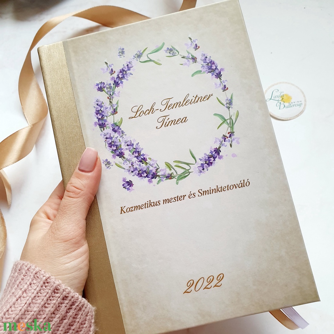 Vintage, lila, levendulás, virágkoszorú, Naptár, határidőnapló, kalendár, zsebnaptár, Egyedi naptár, névreszóló, tervező - otthon & életmód - papír, írószer - naptár & tervező - Meska.hu