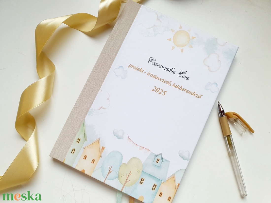 Egyedi naptár, Bézs, rajzos, ingatlanos, Naptár, határidőnapló, kalendár, zsebnaptár, névreszóló, tervező - otthon & életmód - papír, írószer - naptár & tervező - Meska.hu
