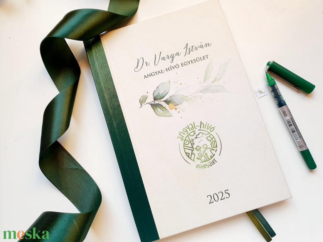Egyedi naptár, greenery, Logóval, Naptár, határidőnapló, kalendár, zsebnaptár, névreszóló, tervező, kozmetikus, fodrász - otthon & életmód - papír, írószer - naptár & tervező - Meska.hu