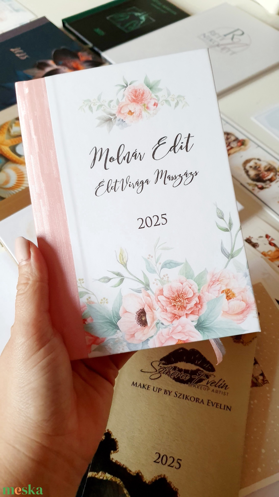 Csajos, Egyedi naptár, bazsa virágos, rózsaszín, Naptár, határidőnapló, kalendár, zsebnaptár, névreszóló, tervező - otthon & életmód - papír, írószer - naptár & tervező - Meska.hu