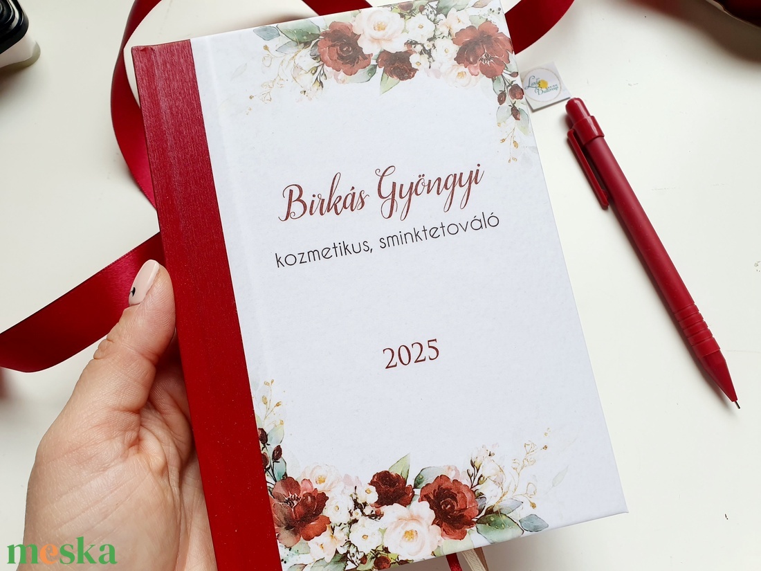 Csajos, Egyedi naptár, bordó, rózsás, Naptár, határidőnapló, kalendár, zsebnaptár, névreszóló, tervező - otthon & életmód - papír, írószer - naptár & tervező - Meska.hu