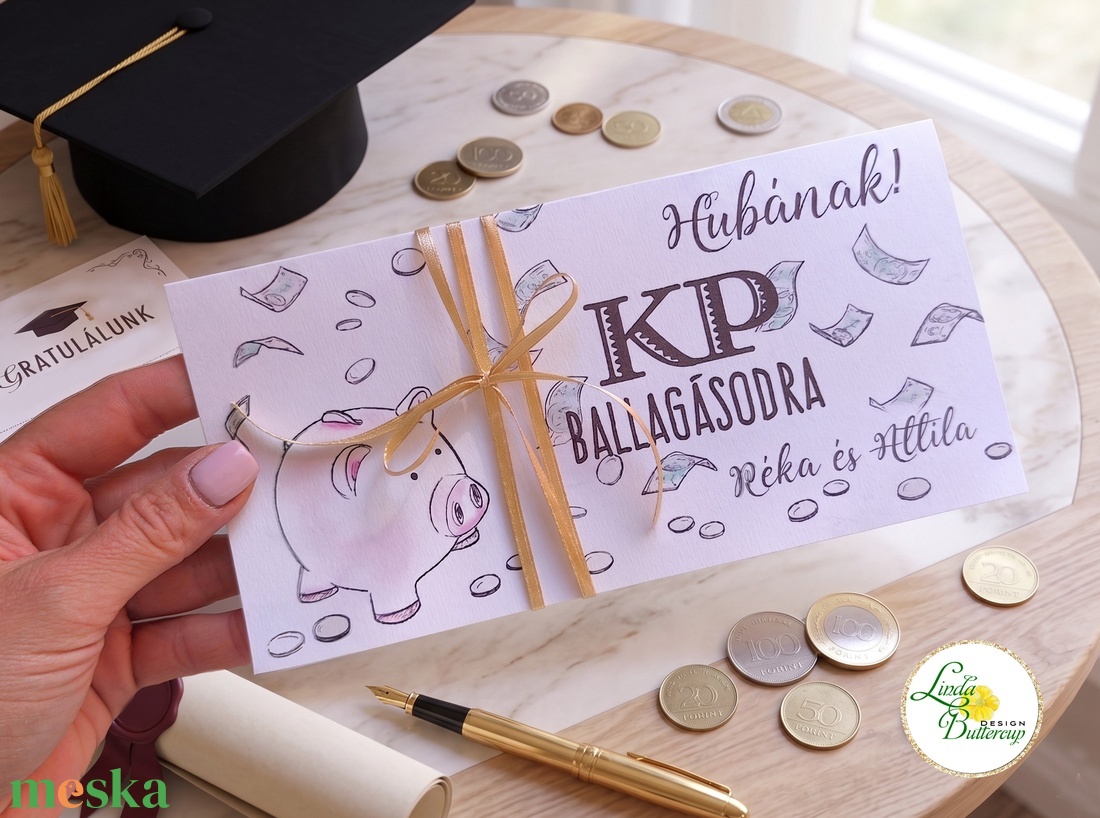 Ballagási pénzátadó boríték, malacperselyes - otthon & életmód - papír, írószer - meghívó - ballagási meghívó - Meska.hu
